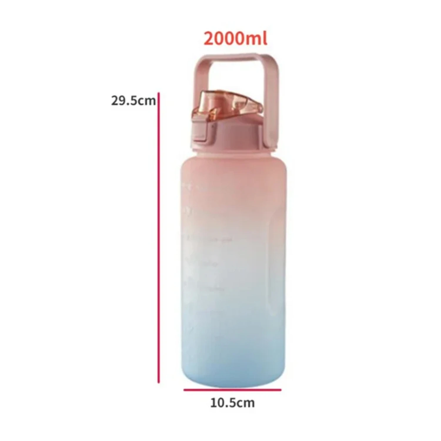 

2 Liters Water Bottle Motivational Drinking Bottle with Time Marker Straw Gradient Plastic Cups Fitness Outdoor Drinkware