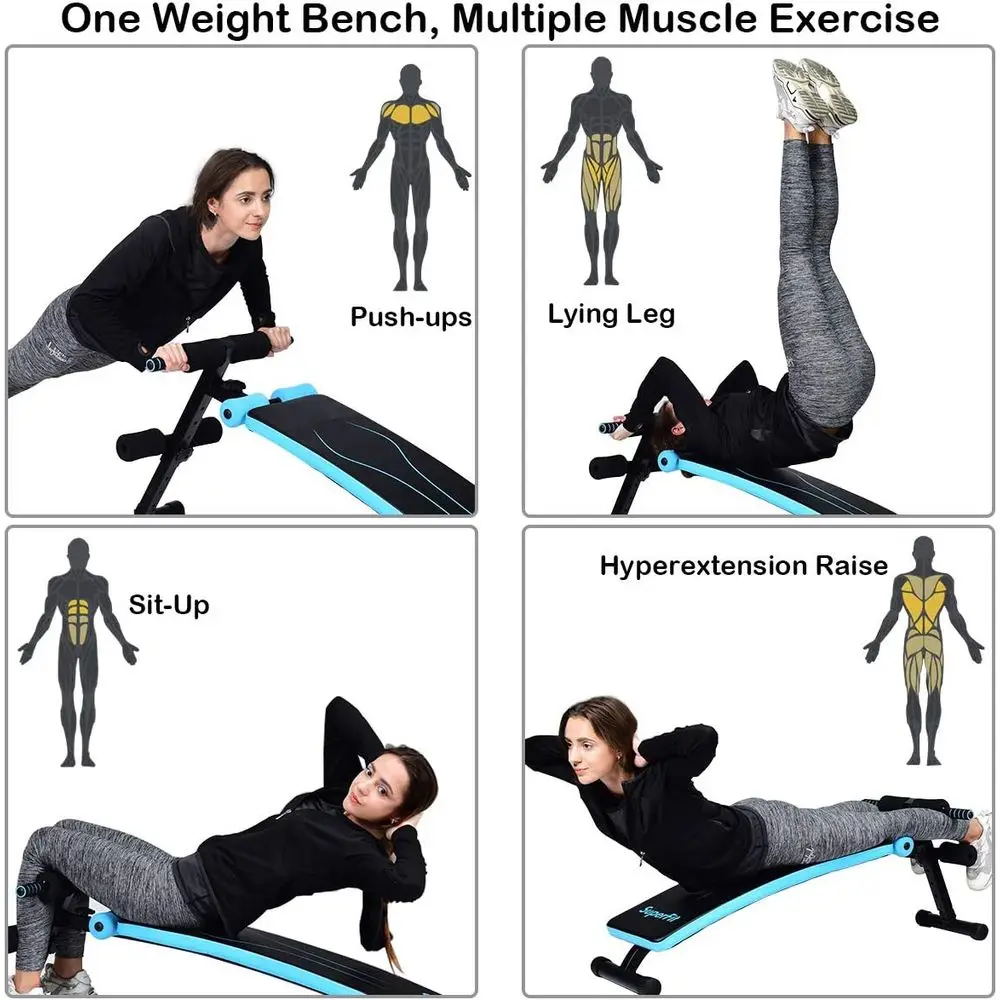 

Max 441 lbs Adjustable Sit-Up Bench for Home Gym - AB Slant, Decline, and Incline Workouts