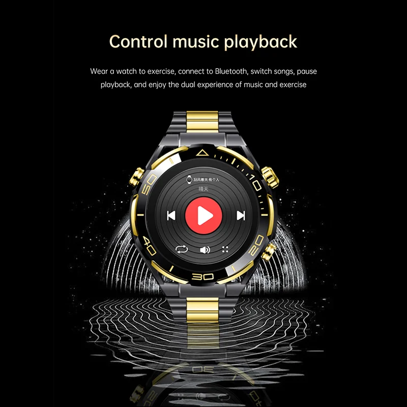 GS Ultimate 2 Fashion Smart Sport Watch Waterproof Wireless Multifunctional NFC Stainless Steel Silicone Strap Smart Watch
