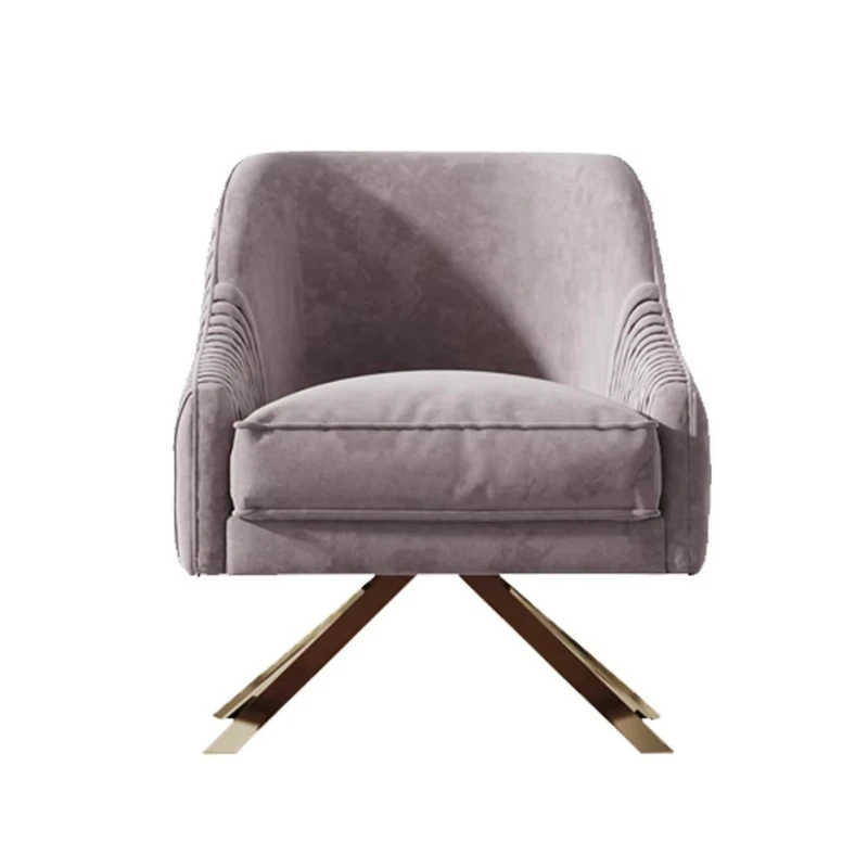 Luxury new living room single sofa chair stainless steel bedroom home office furniture
