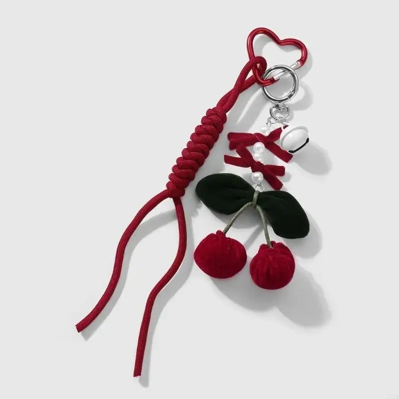 

Bells Keyring Braided Rope Keychain Car Chains Bag Charm Cherry Pendant Keyholders for Bag Backpack Decorations 547A