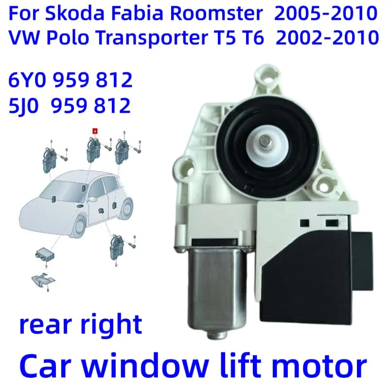 Nieuwe Raamliftmotor Voor Skoda Fabia Roomster VW T5 Transporter T6 Polo 9N 6Y2959802 6Y2959801 5J0959811 5J0959812 6Y095911
