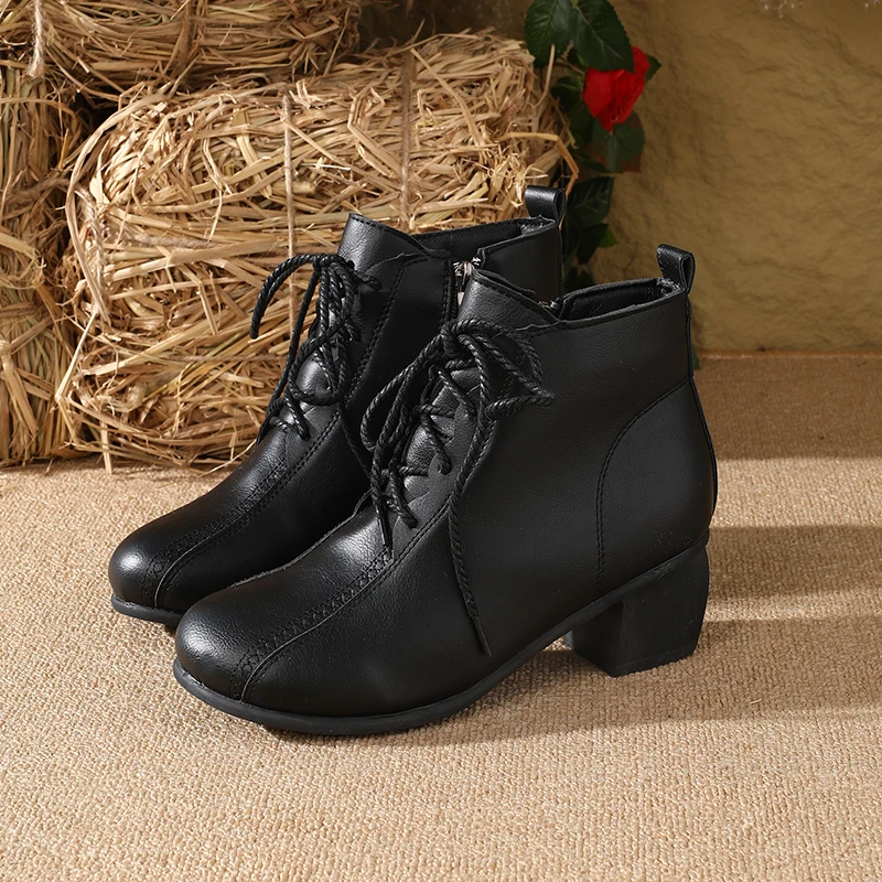 

Новые зимние женские ботинки 2024, модные женские ботильоны на шнуровке с боковой молнией, удобные женские ботильоны на мягкой подошве