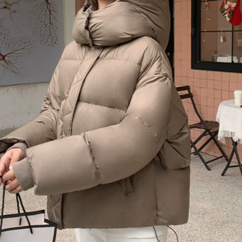 Solid Color Down Women's Winter Short Thick Loose Down Jacket