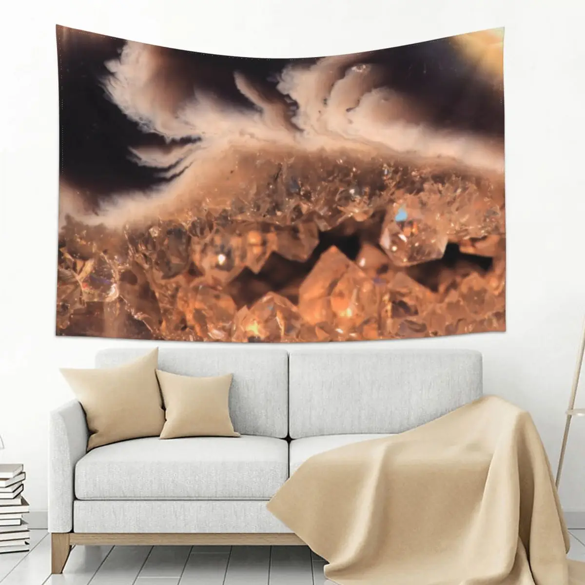 

Brown Amber Rock Crystal Rock Grain Marble Pattern Tapestry Carpet Wall Room Decor Aesthetic Tapestry