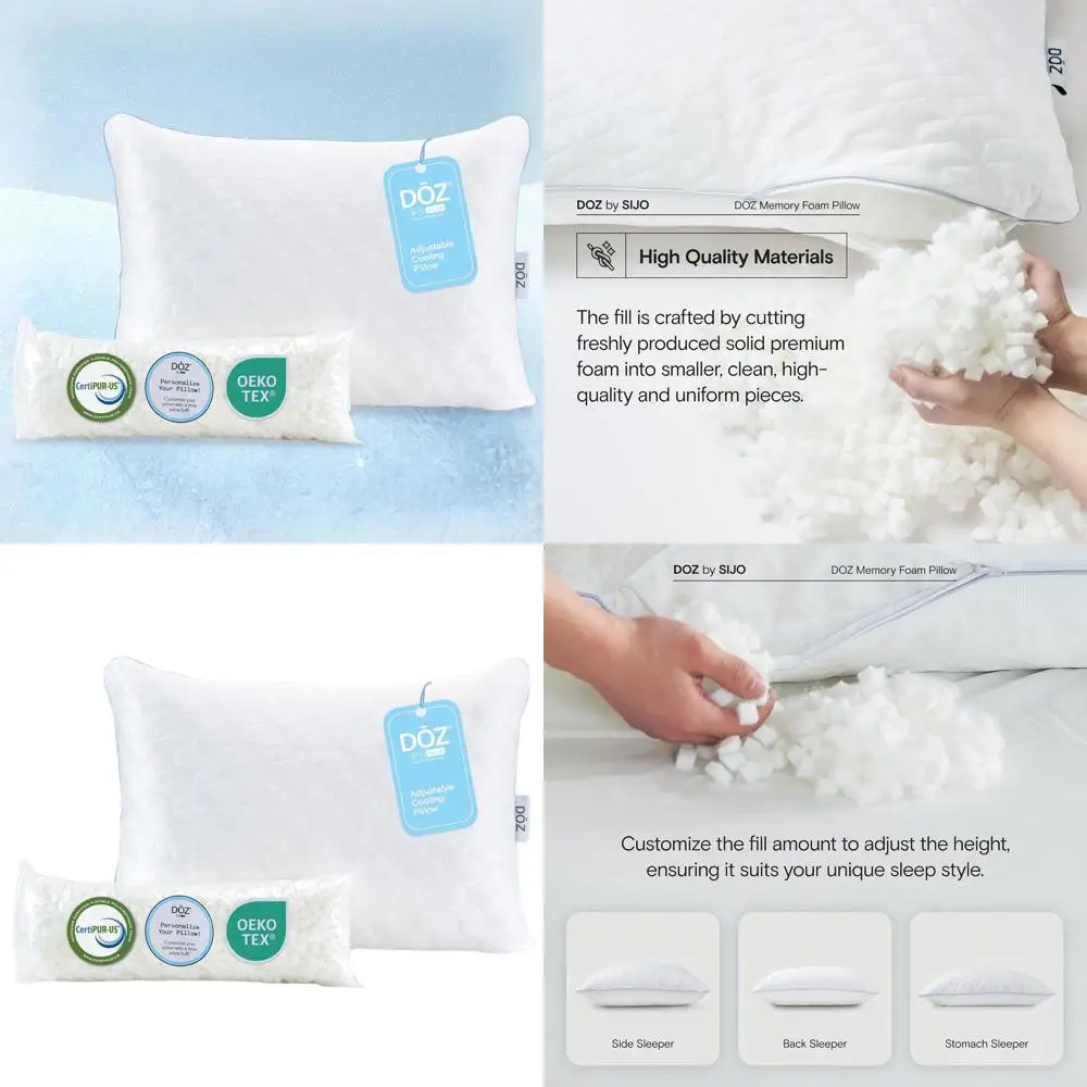 

Medium Firm Cooling Memory Foam Pillow, Suitable for Back, Side Sleepers, Oeko-Tex & Certi-US Certified (Queen)