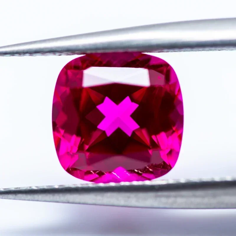 

Lab Grown Ruby Rubellite Color Cushion Shape VVS1 Charms Jewelry Making DIY Ring Necklace Earrings Main Materials Certificate