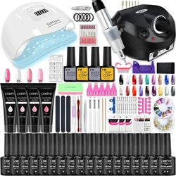 Acrylic Nail Set With Manicure Machine Gel Nail Polish Kit Semi Permanent Gel Set Base Top Coat Professional Nail Art Tools Kit