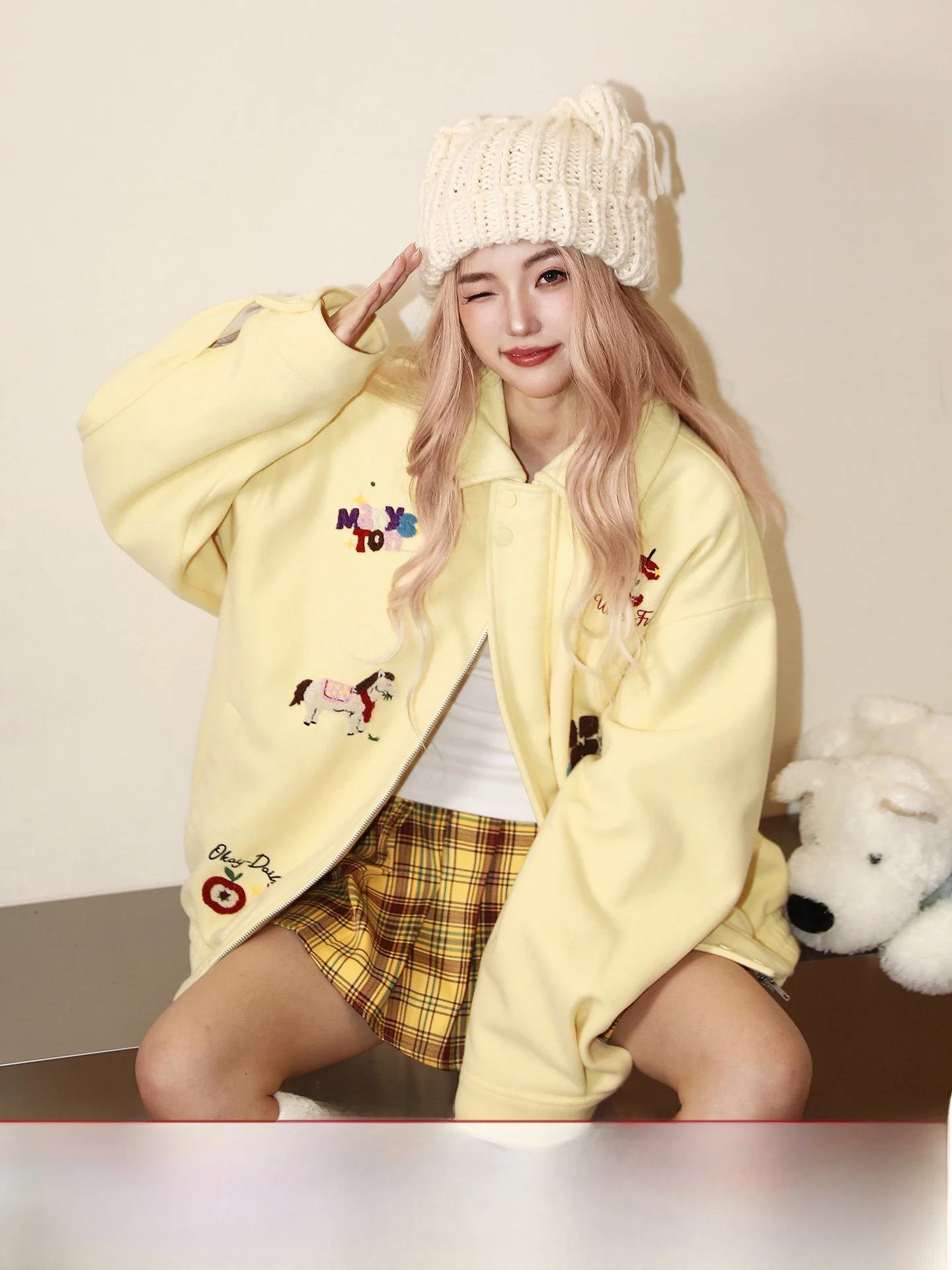 

Manyston Thiened Embroidered Cotton Jaet Women's Loose Fit Warm Outerwear Street Sle Winter Coat Polyester Filling