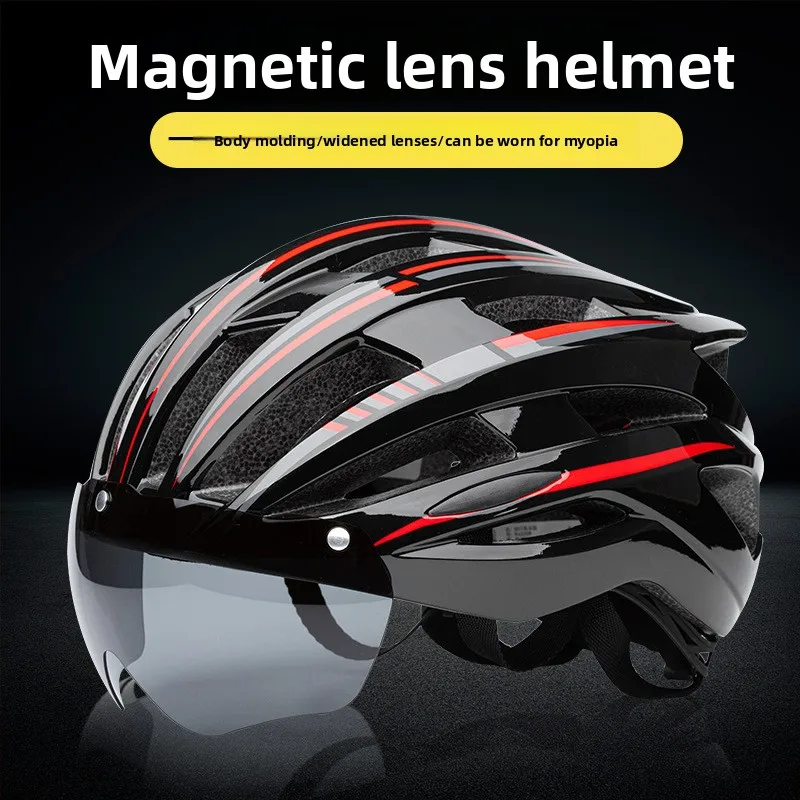 

Bicycle helmet one-piece magnetic goggles riding helmet road bike riding safety helmet