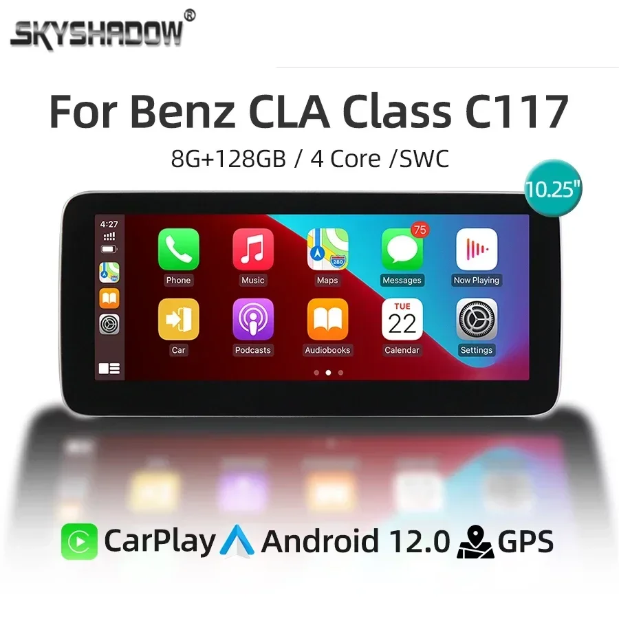 

Автомобильная Мультимедийная система, стерео-магнитола на Android 12, с GPS, Wi-Fi, для Mercedes Benz CLA Class 2015-10,25, 4G, 2019"