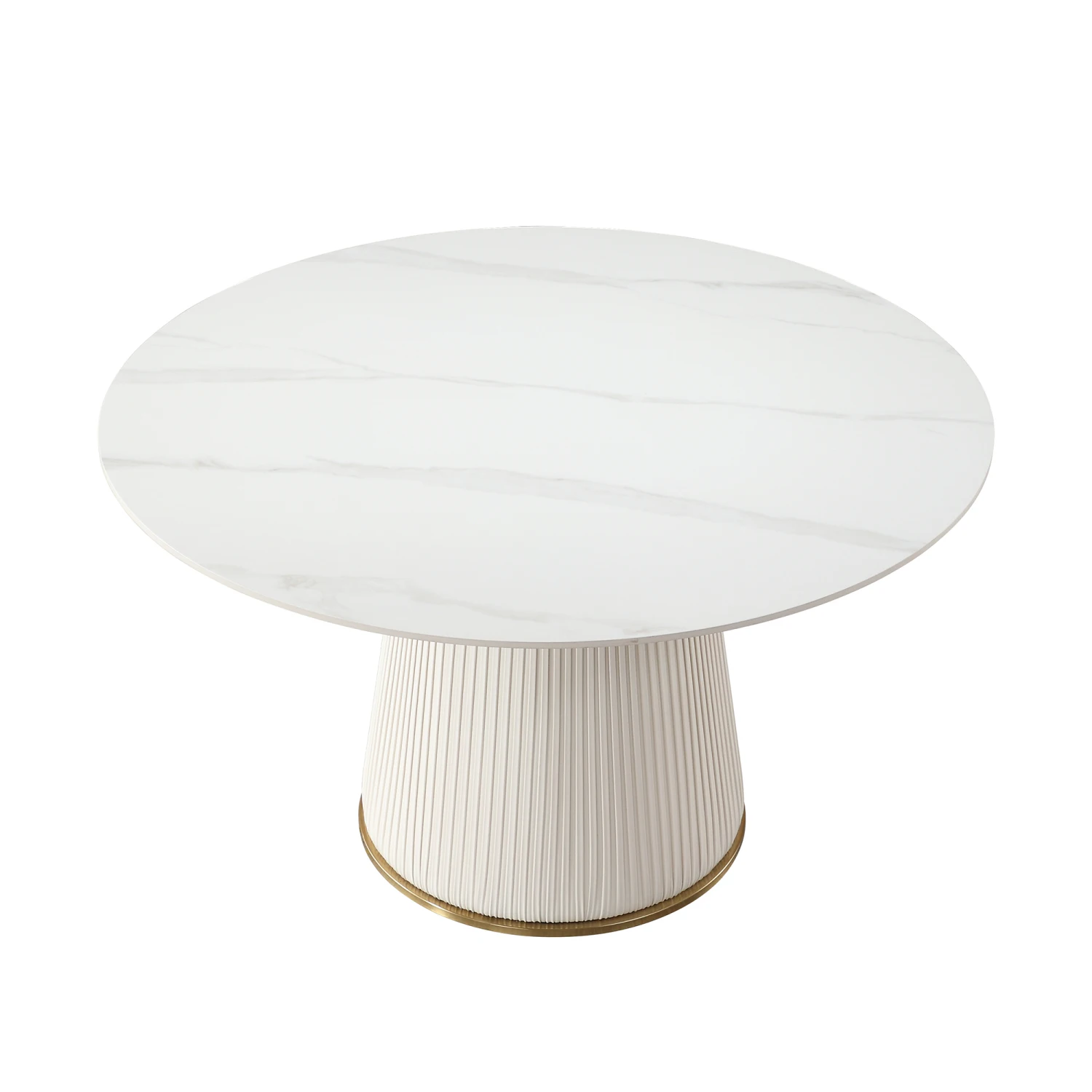 

53 inch Round sintered stone carrara white dining table