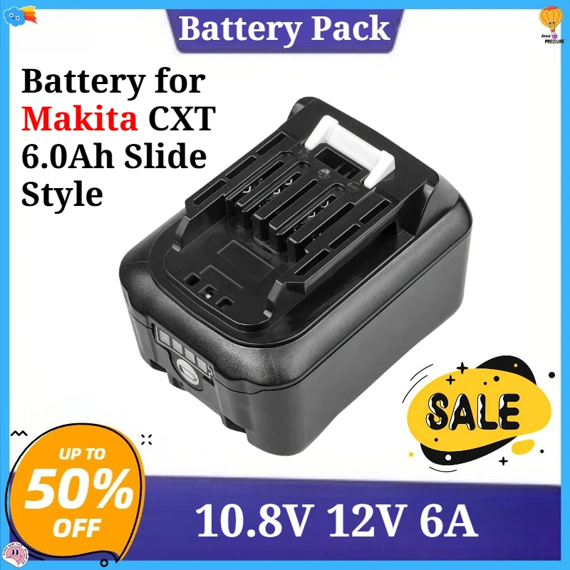 

Rechargeable 10.8V 12V 6A Battery for Makita CXT 6.0Ah Slide Style BL1040B BL1015 BL1020B BL1020 BL1016 Replace Li-Ion Battery
