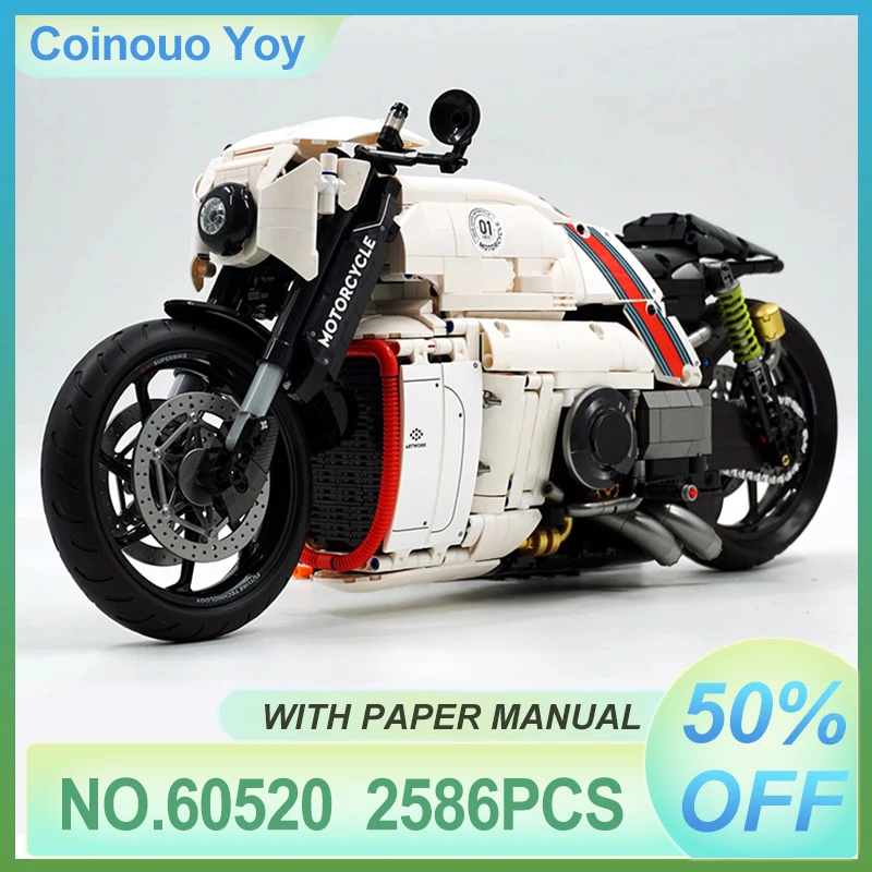 Blocs de construction de Robot Lotus C-01 60520 modèle de moto 2 en 1, assemblage technique de moto 1:5, jouet de bricolage pour enfants, cadeaux de noël