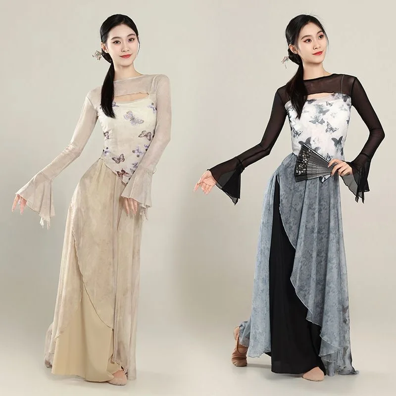 Classical dance ink and wash butterfly body rhythm elegant gauze dress Chinese dance classical dance training clothes performanc