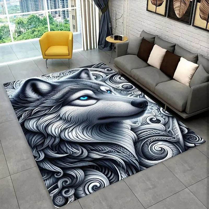 Fenrir Wolf Spirit Moon Dream Animal Large Area Rug Non-slip Carpet for Bedroom Living Room Sofa Doormat Home Decor Floor Mat