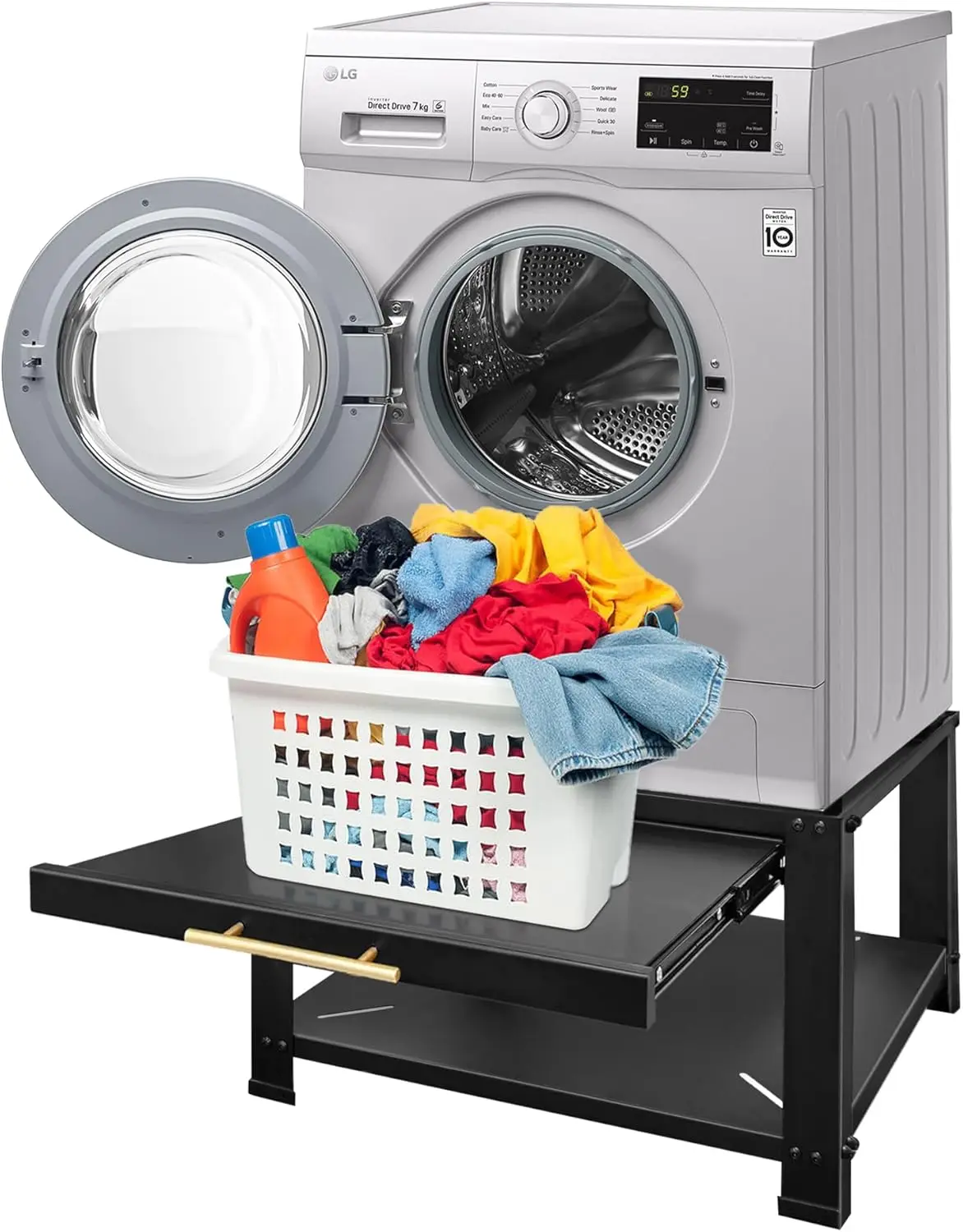 

Усиленная подставка для стиральной машины 29"Ш x 29"Г x 20"В, антивибрационные винты, полка для корзины, грузоподъемность 800 фунтов, черная