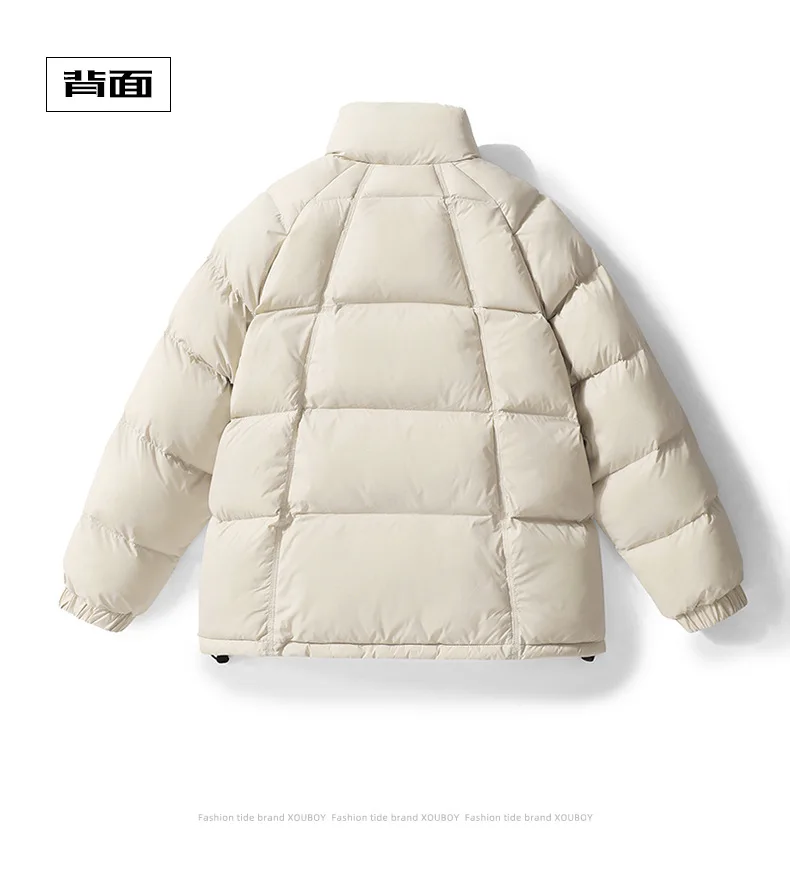 Men's Winter Casual Thick Warm Standing Collar Cotton Coat Youth Trendy Workwear Jacket