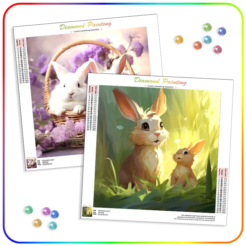 

SDOYUNO Diamond Painting Rhinestones Cross Stitch Kits For Adults Animals Rabbit Full Round Drill Diamond Mosaic Diy Crafts Wall