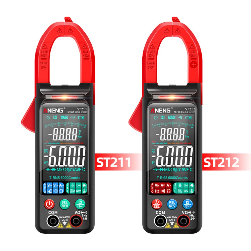 ANENG ST212 ST211 DC/AC pinza amperometrica digitale 6000 conteggi 400A Amp multimetro schermo a colori Tester di tensione auto Hz NCV Ohm Meter