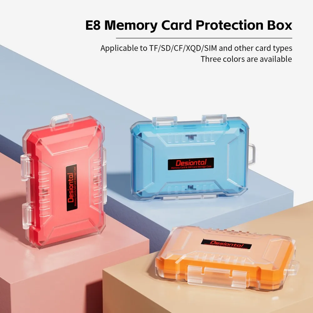 New E8 SD Card Holder, Waterproof Memory Card Storage Box, Shockproof with Environment ABS, Safe and Portable