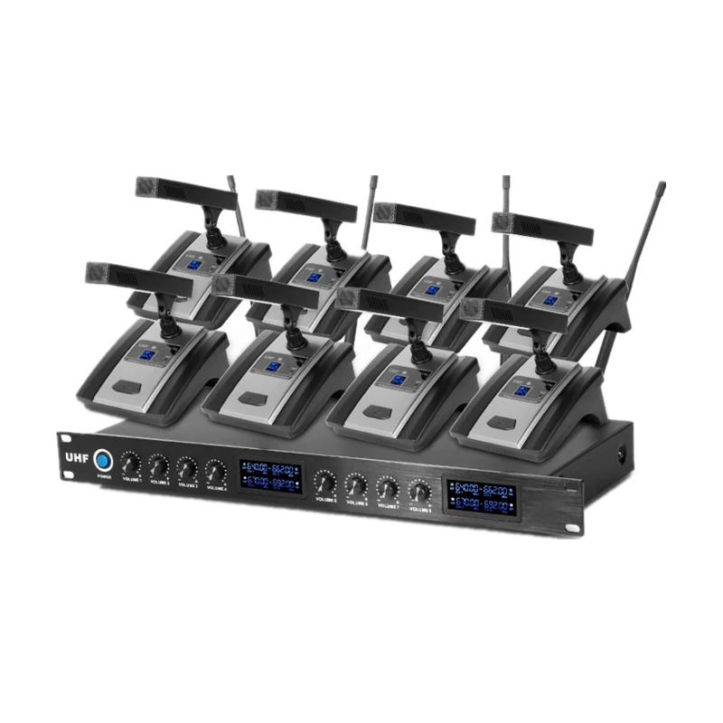 

Профессиональная 8-канальная беспроводная микрофонная система UHF для конференций, церквей, школ, сценических выступлений и совещаний
