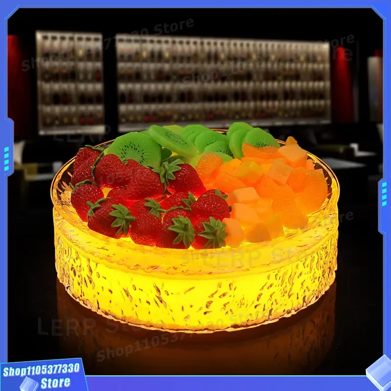 Wholesale LED Luminous Fruit Plate Round Grid Snack Tray for Bar KTV Night Show Creative Dim Sum Serving Dish Manufacturer