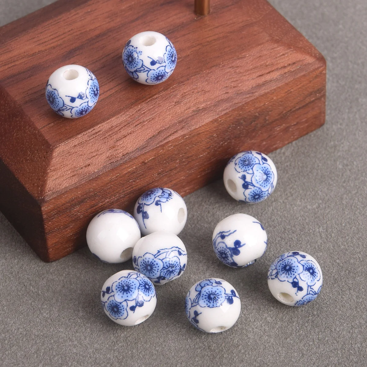 10pcs Round 8mm 10mm 12mm Colorful Flower Patterns Ceramic Porcelain Loose Beads For Jewelry Making DIY Bracelet Findings