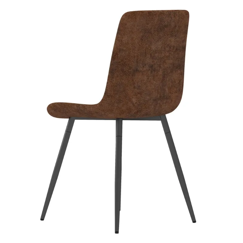 طقم كراسي طعام حديثة مكون من 4 قماش بني تقني منجد بإطار أسود قوي وأقدام مضادة للانزلاق للمقهى بيسترو أو مساحة صغيرة