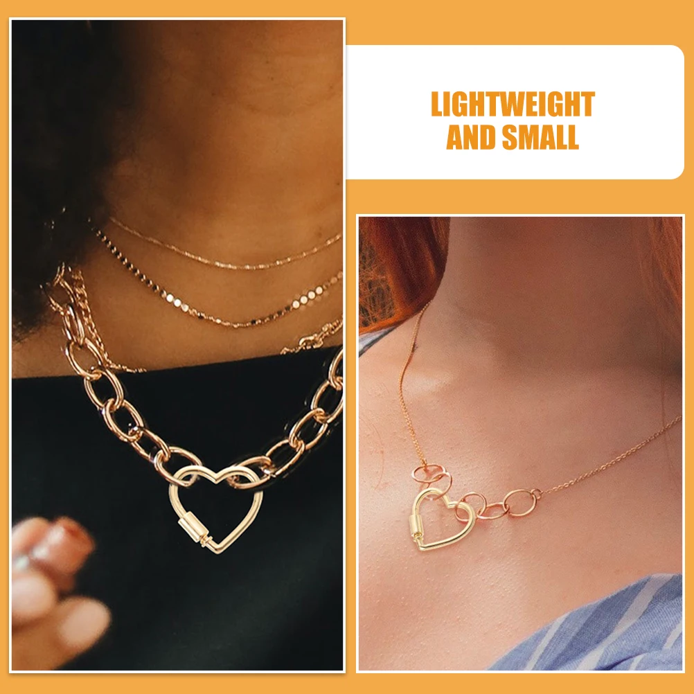 

5pcs Jewelry Connecting Buckles Heart Enhancer Clasp With Lock Necklace Chain Diy Bracelet Shortener Clasps Metal Clasps For