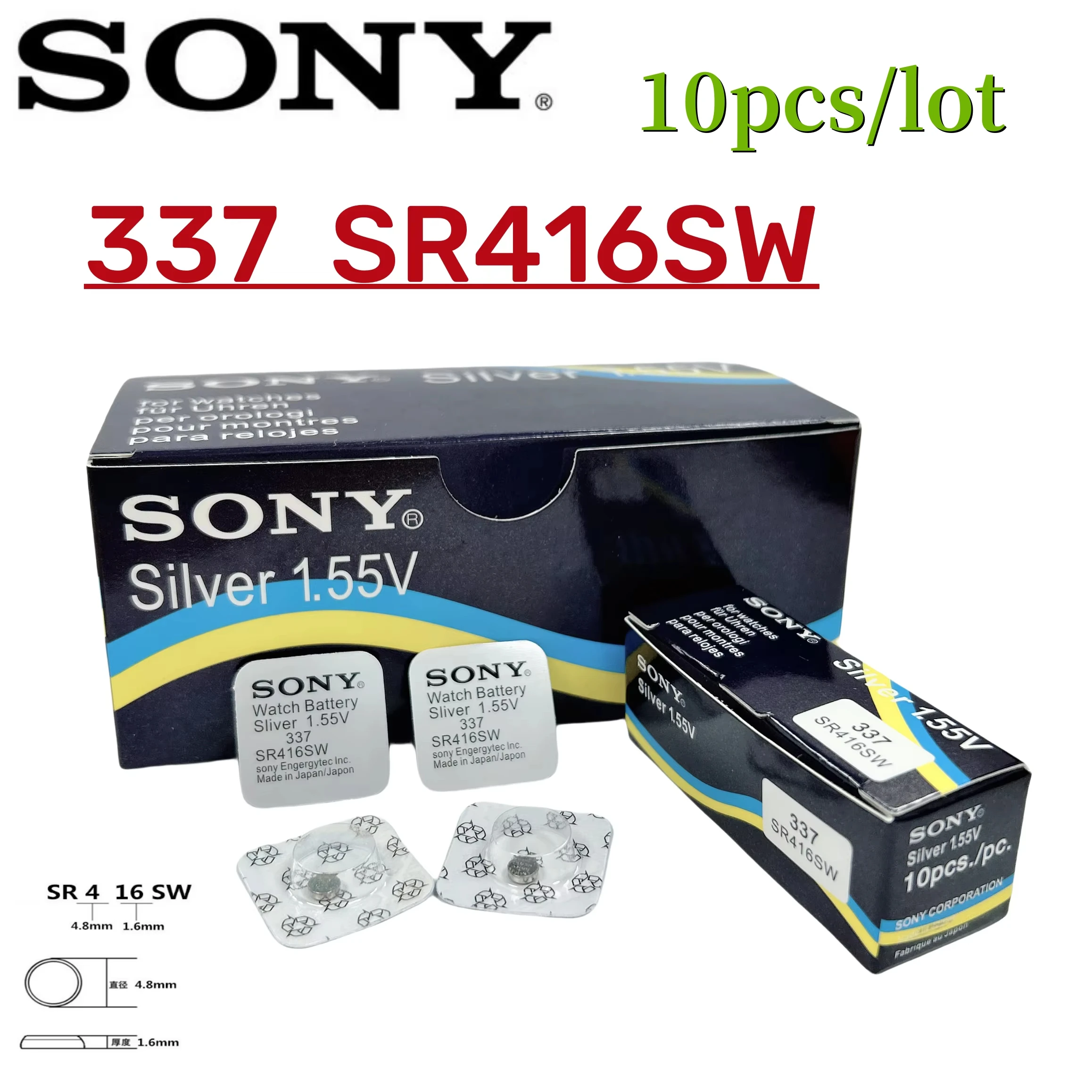10 قطعة الأصلي سوني 337 SR416SW بطارية ساعة بطارية 623 D337 V337 SP337 1.55 فولت التعبئة والتغليف المستقلة