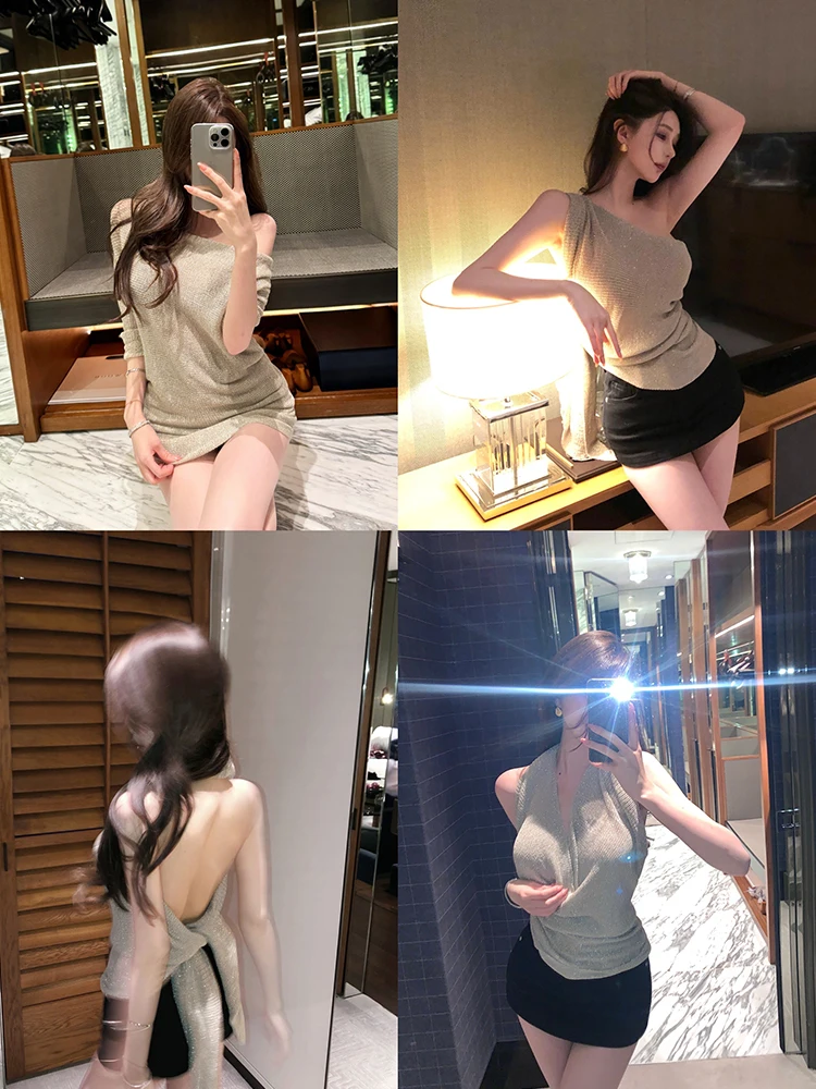 

Chill er Асимметричная вязаная футболка Bal Svel Бежевая женская сложенная футболка Senation Slim Fit Летний топ