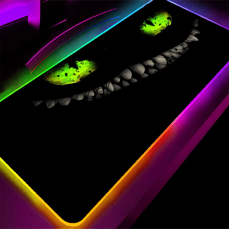 Anime RGB Pad Mouse Backlight HD Print Computer Gamer Locking Edge LED Mousepad A-Alices in Wonderland Keyboard PC Mice Mats Pad