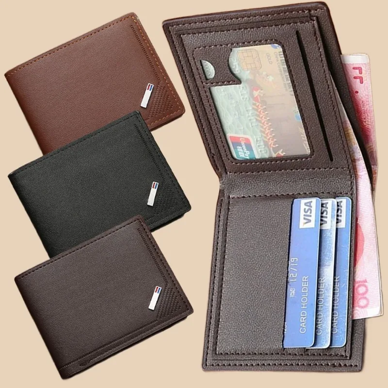 Men Foldable Wallets Solid Color Soft Comfortable Coin Wallet Portable Multiple Slot Credit ID Cards Holders Exquisite Accessory