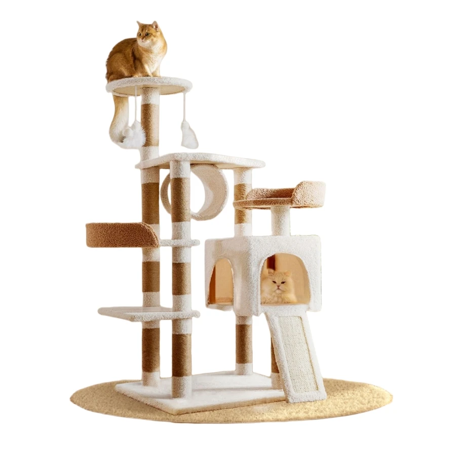 Cat Tree House Multi-level Cat Tower Condo With Sisal Rope Scratching Post Wooden Cat Climbing Frame for Kitten Pet Furniture