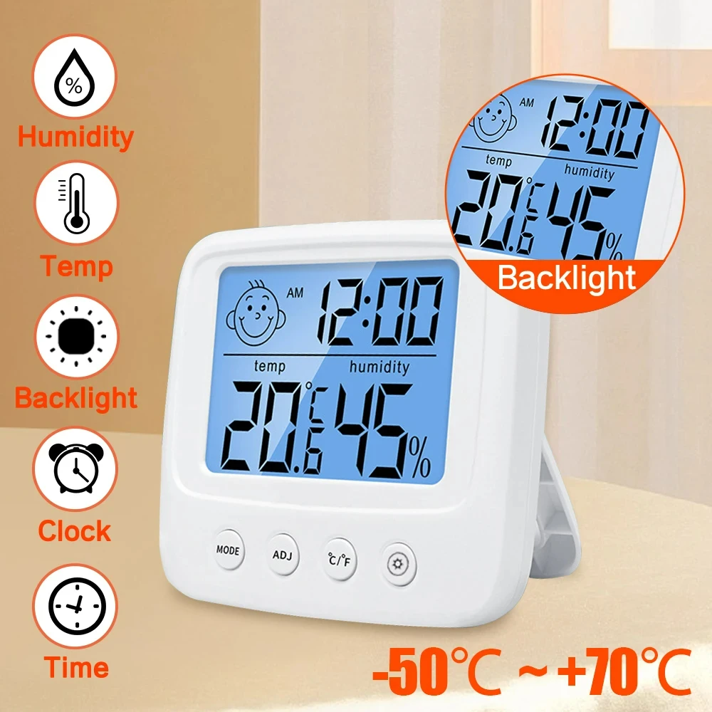 

Room Indoor LCD Digital Thermometer Hygrometer Backlight Temperature Humidity Meter Sensor Electronic Weather Station Meter Home