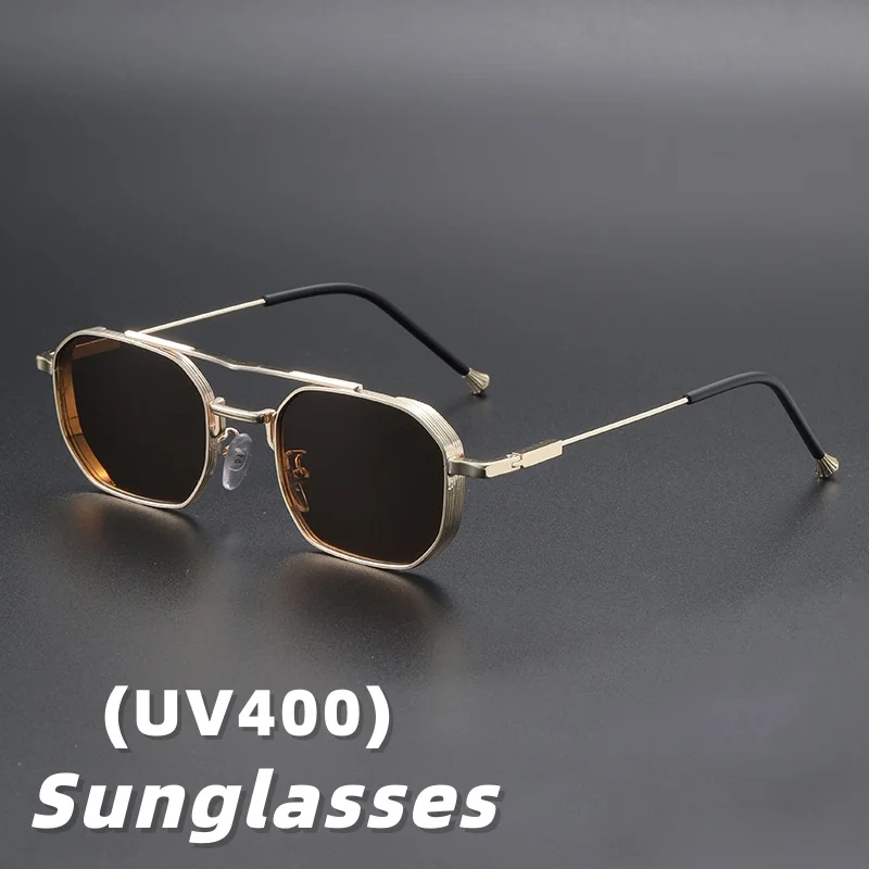 

New Business Square-Frame Sunglasses Premium Fashionable Metal Double-Bridge Eyeglasses Unisex Classic Driving Shades