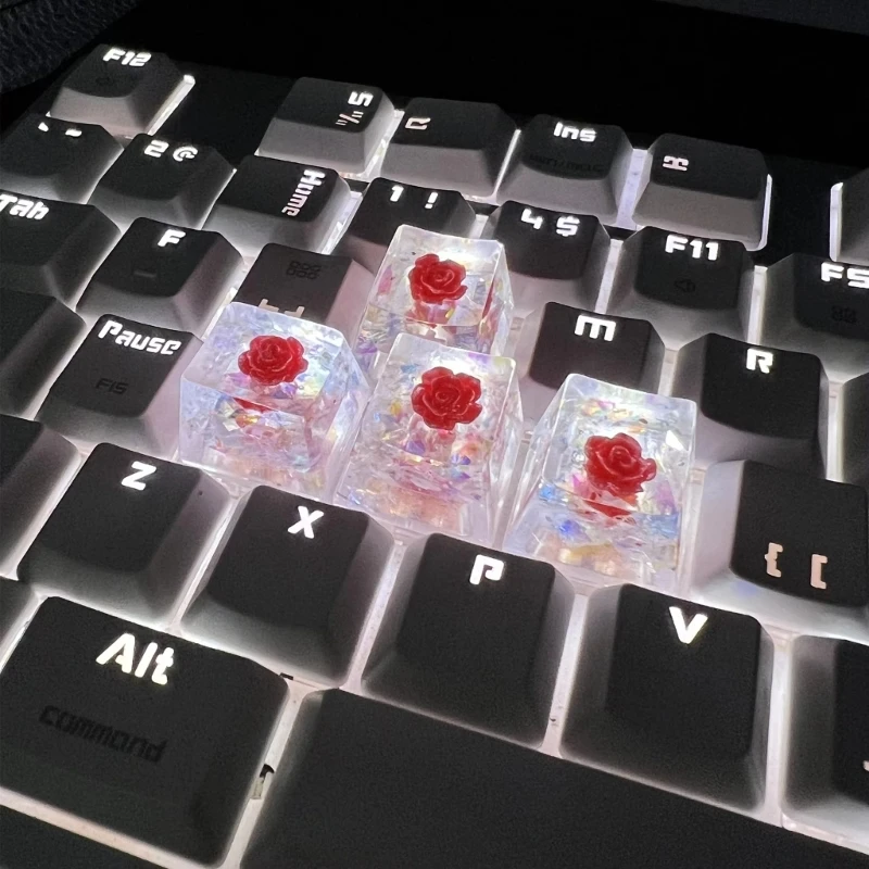 Resina Keycap para teclado mecânico, Backlights, Flor Keycap para jogo, Teclado do computador, Perfil OEM