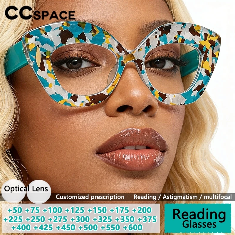 

Очки для чтения CCspace большого размера для женщин, с оптическими линзами, антиусталостные, декоративные, оверсайз, модель 315329
