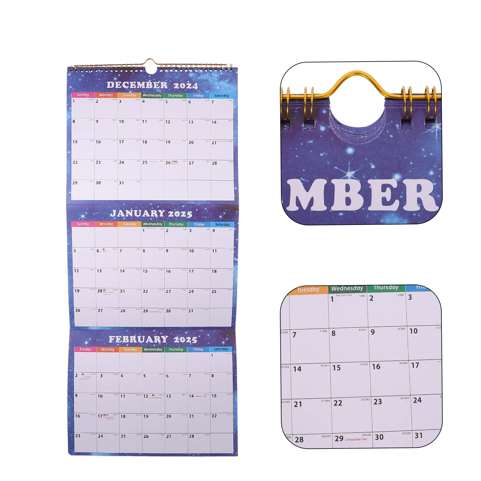 

Foldable Wall Calendar Large 3 Months Calender Small Desk Display Paper Three Office 2025 Table