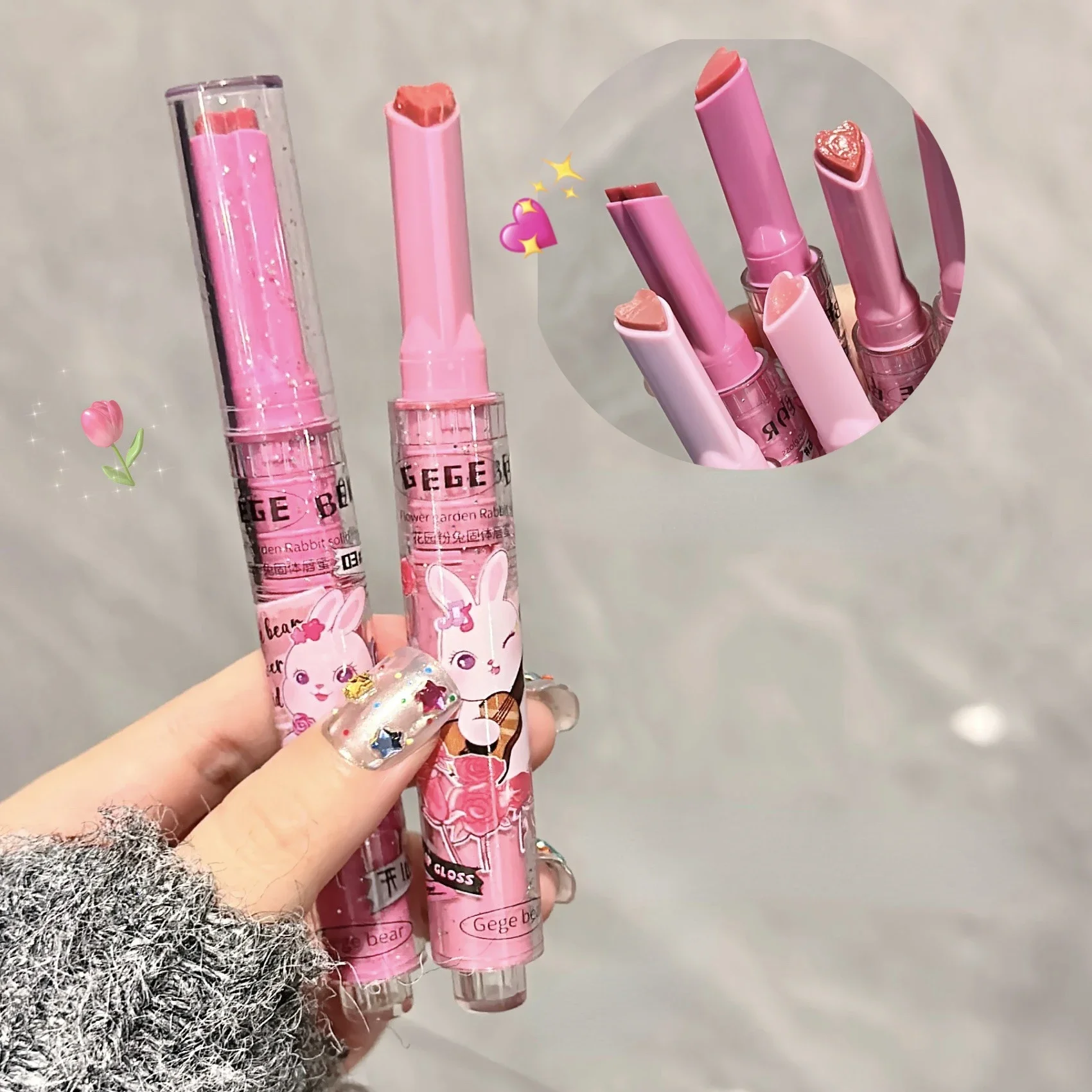 Rabbit Solid Lip Gloss Pursed Lips Mirror Water Light Lighten Lip Lines Moisturizing Moisturize Lipstick Makeup Cosmetic