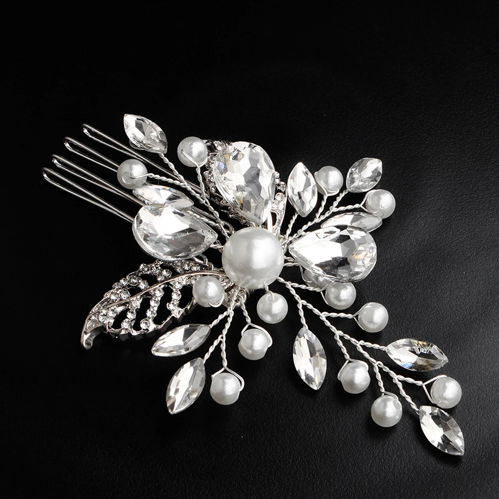 

Bridal Hair Accessories Alloy Comb Pearl Rhinestone Decoration Women Hairstyles Silver Color Elegant Headdress