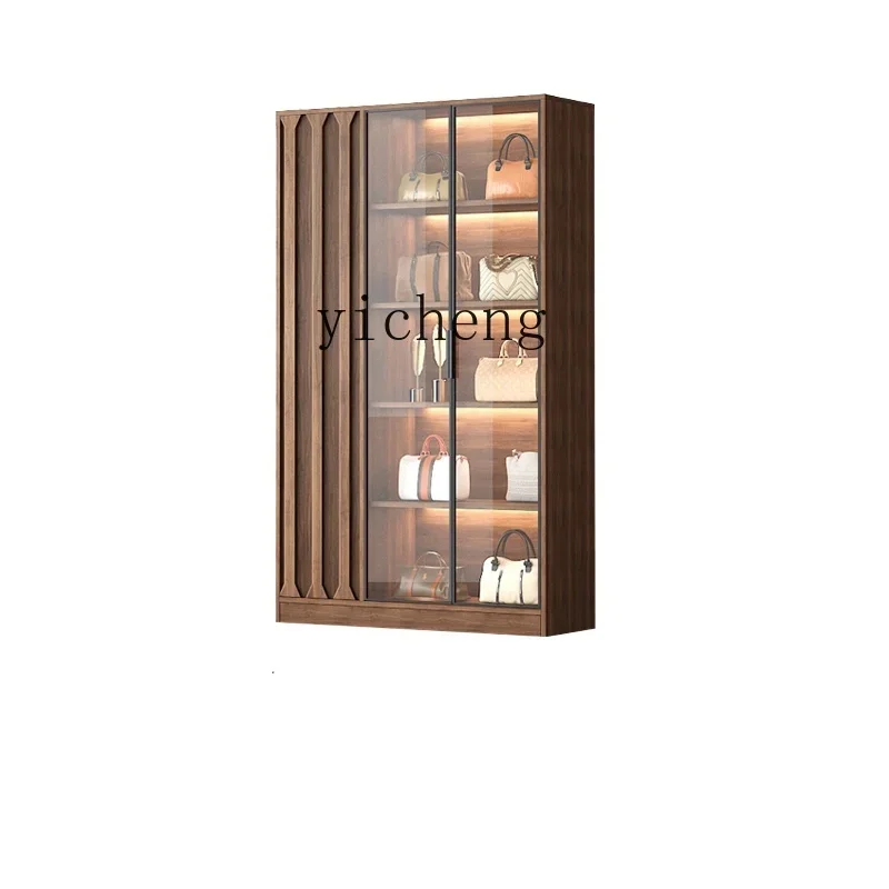 

Tqh Household Bag Display Shelf Living Room Storage Cabinet Bedroom Wall Storage Cabinet Solid Wood Boss Office File Cabinet