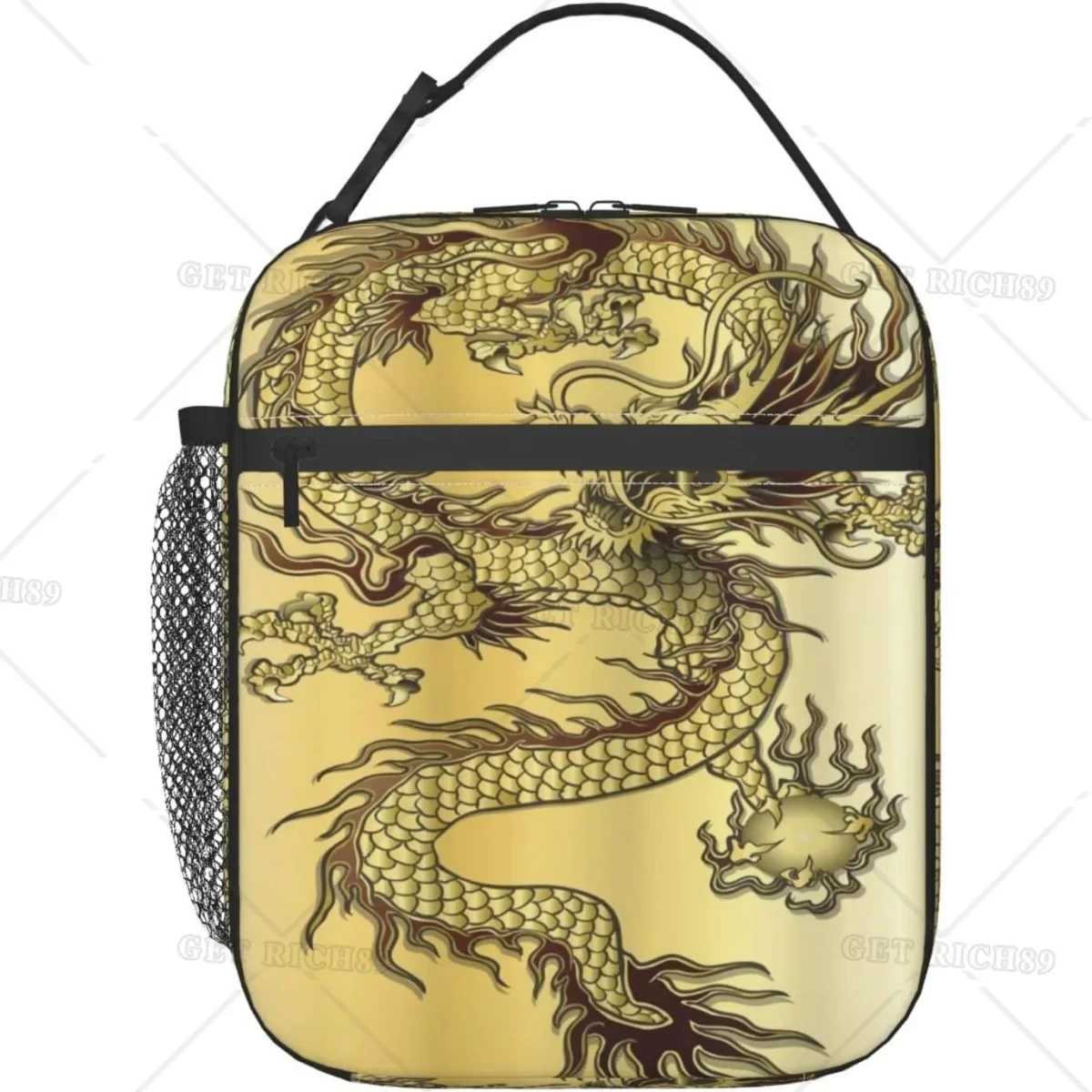التنين الصيني موضوع خلفية مجردة حقيبة الغداء المحمولة للنساء/الرجال معزول علب الاغذية للعمل مدرسة برودة حمل حقيبة