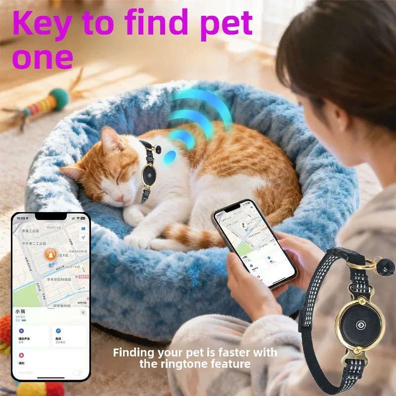 Cat tracking collar compatible with Apple AirTag anti-loss device, GPS tracker for dogs and pets to prevent loss
