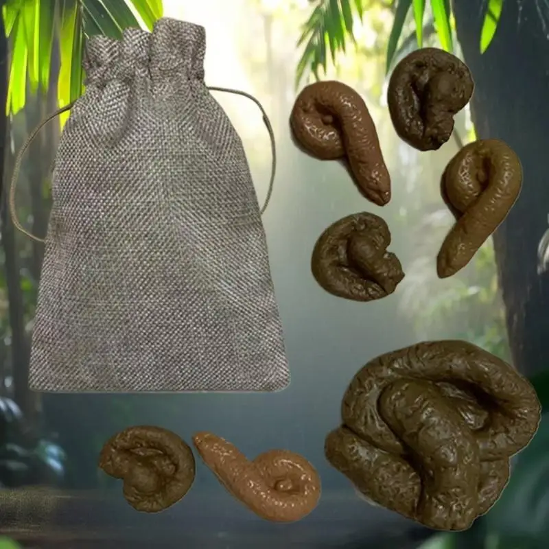 7-Pack Realistic Fake Poop Prank Props: with Drawstring Bag for Halloween & April Fools' Day Jokes