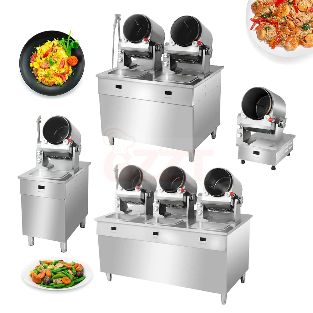 220V 5Kw Commercial Electric Intelligent Automatic Stir Frying Machine Automatic Cooking Machine Gas Auto Cooking Stir Fryer