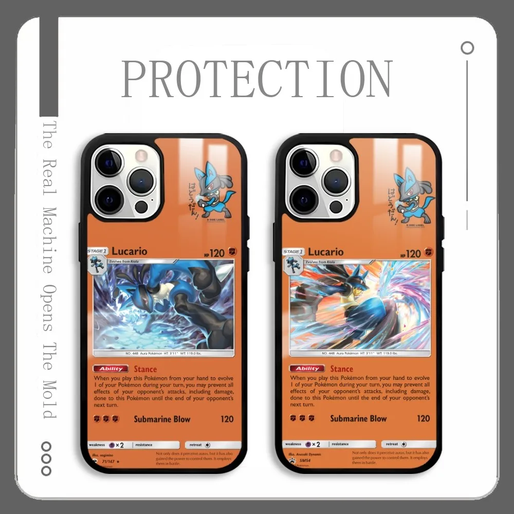 

Card Introduction Lucario Phone Case For IPhone 16 15 14 13 12 11 Pro Xs Max Mini Plus Celulares Hard Funda