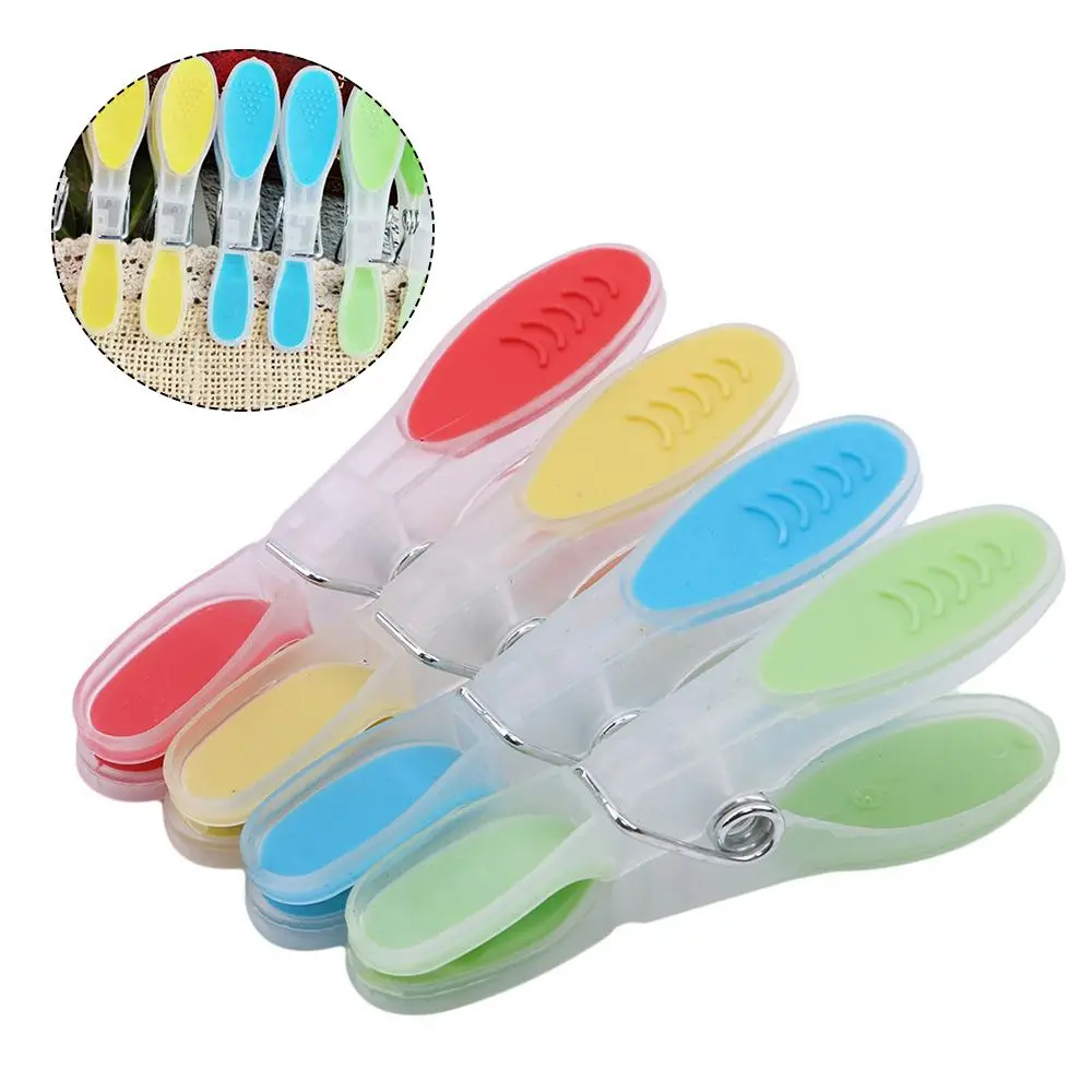 12 PCS Plastic Clothespins Soft Rubber Grip Non-slip Windproof Clamp For Underwear Socks Towel Clothes Pegs Anti-scratch Home