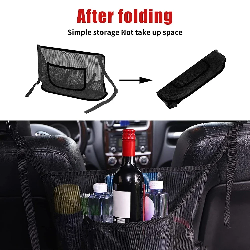 Large Capacity Car Seat Net Pocket Handbag Purse Holder Mesh Back Pouch Between Seats Storage Bag Organizer Car Accessories